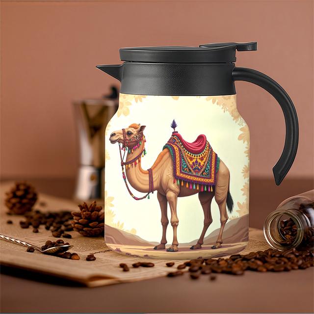 TEMU 1pc Of A 34-ounce Vacuum-sealed Kettle Featuring A Camel Design, Perfect For Keeping Beverages Hot Or Cold. Ideal For Outdoor Activities, Summer Trips, Fitness Lovers, And Graduation Celebrations
