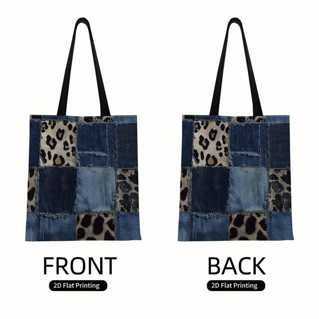 TEMU Bolso Tote de Patchwork con Estampado de Leopardo - Bolso Casual de Doble Capa Ideal para Exteriores, Compras, Fiestas y Uso Diario - Regalo Adorable para y