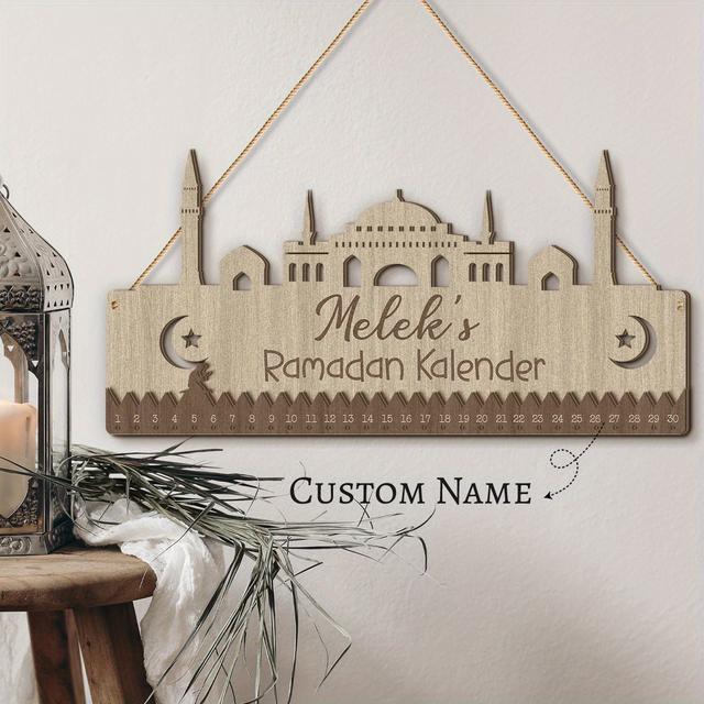 TEMU 1set Customizable Double Layered Wooden Ramadan Calendar | Countdown Board For Eid Al-fitr, Fasting, Happy For Eid, Colorful,