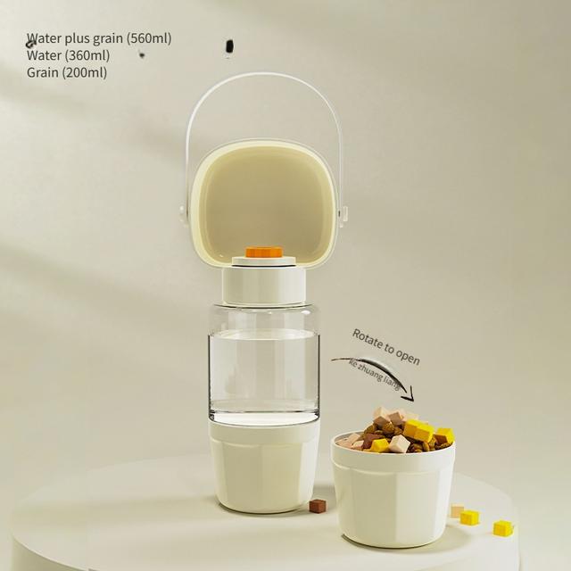 TEMU 1 шт. Портативна пляшка для води PetPal, Двофункціональний чашка-годувальник для собак і котів у подорожі, Термостійкий , Без зарядки, Батареї не потрібні, Диспенсер для води для собак