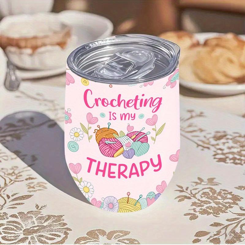 TEMU 1pc 12oz Insulated Stainless Steel Tumbler With Crochet And Flowers Design Multipurpose Coffee Cup, Perfect For Christmas, Valentine's Day, Easter, Mother's Day, Father's Day