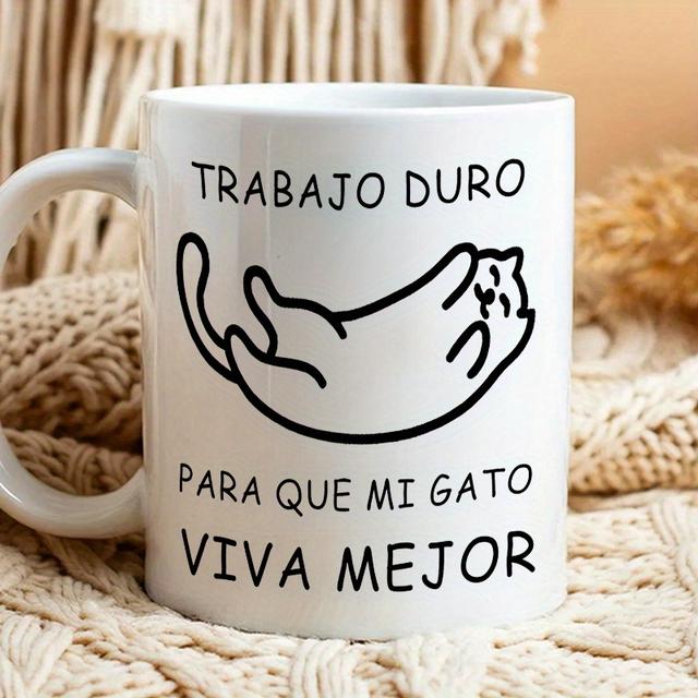 TEMU 1 pieza, Taza de cerámica prémium de 11 oz con diseño " Life", para todas , lavable a máquina, para todas las bebidas, tazas interesantes, tazas de café, opción para regalos