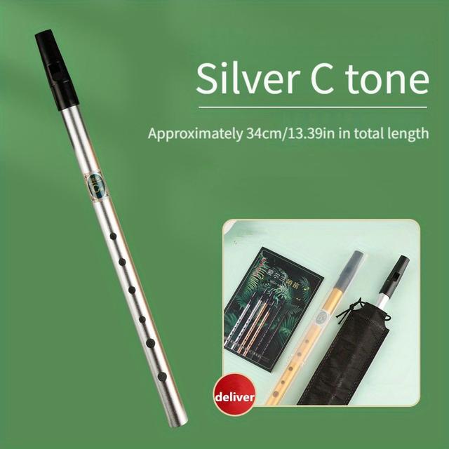 TEMU Irish Whistle, Celtic Tin Whistle, Penny Whistle, Flute, Blow Flute, Straight Flute, 6-hole Beginner's , Adult Student Teaching, Professional-grade Metal Instrument