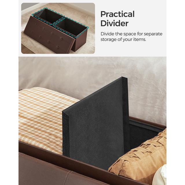 TEMU Songmics 43 Inches Folding Storage Ottoman Bench, Padded Seat, Storage Chest, Footrest, Slate Gray