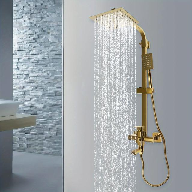TEMU Shower System Shower Kit Shower Accessories Rain Shower Shower Column Shower Faucet Set With Rust-proof Decoration. , Suitable For Bathtub And Shower. Durable & Stylish Shower Set