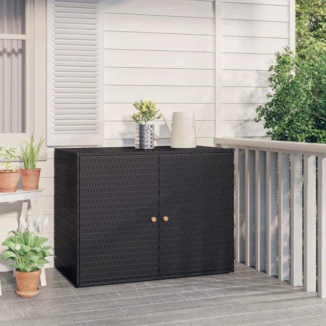 TEMU Garten Schrank Schwarz 100X55.5X80 Cm Poly Rattan