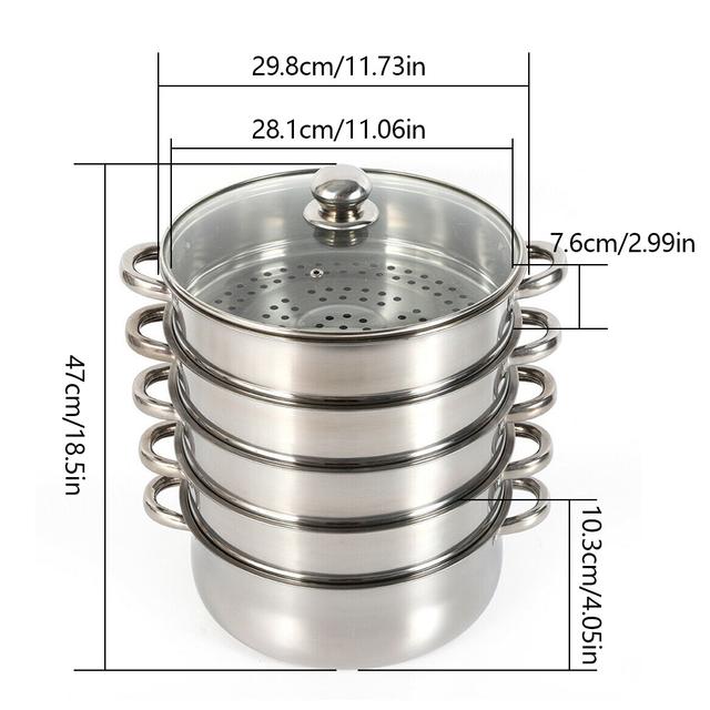 TEMU 30cm Stainless Steel Steamer With 5 Layers
