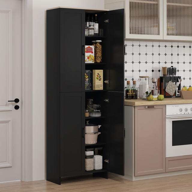 TEMU Homcom 67" Freestanding Kitchen Pantry, Modern Buffet Cabinet, Storage Cabinet With Adjustable Shelves, , Black