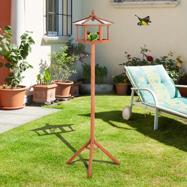 TEMU Wooden Bird Table Free Standing Bird Feeder Parrot Stand For Garden Patio Or Balcony 153cm High