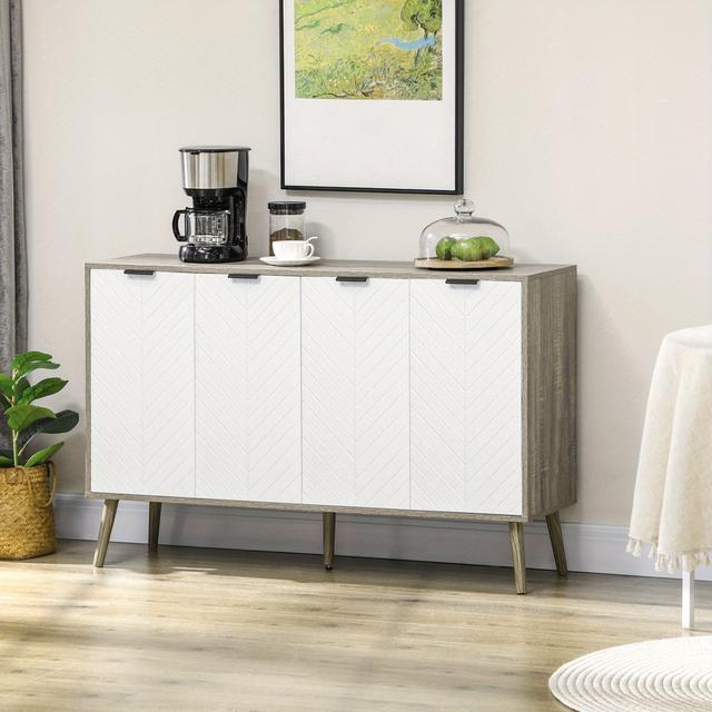 TEMU Homcom Kitchen Sideboard, Modern Storage Cabinet, Accent Cupboard With Adjustable Shelves, Grayish Brown