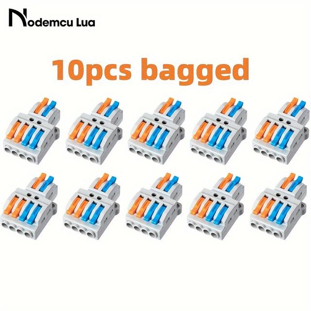 TEMU 10 Stück NODEMCU LUA Polkabelverbinder von 2 zu 4, Kompakte Schnellverbindungen für Drähte, Polkabel-Mutter-Klemmenanschluss, Geeignet für 28-12 AWG, 2 Eingänge und 4 Ausgänge