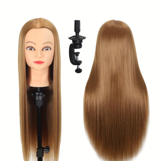 TEMU Mannequin Head With Hair Training Head With Free Clamp Stand Manikin Cosmetology Hairdressing Doll Head For Braiding Cutting Styling
