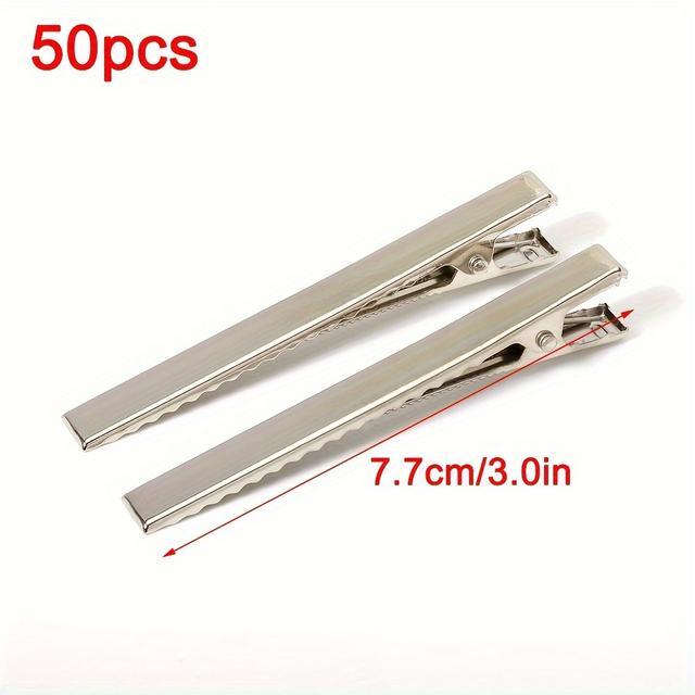 TEMU 50pcs Pinzas para el Cabello 24mm-77mm de Cocodrilo de Una Sola Púa Ajuste para Accesorios de Pinzas para el Cabello DIY Suministros para Hacer Joyas