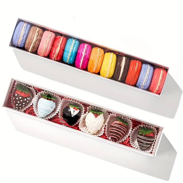 TEMU 10/20pcs 12x2.25x2 Inches Macaron Boxes For 12, Clear Chocolate Covered Strawberries Boxes For 6, Boxes Boxes Pretzel Boxes Cookie Boxes