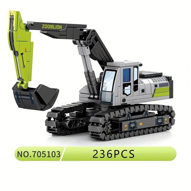 TEMU Конструктор Будівельних Машин - Екскаватор, Вантажівка з Цементом, Кран, Бульдозер Ручної Роботи Модель для Збирання, Подарунок на День Народження чи Різдво