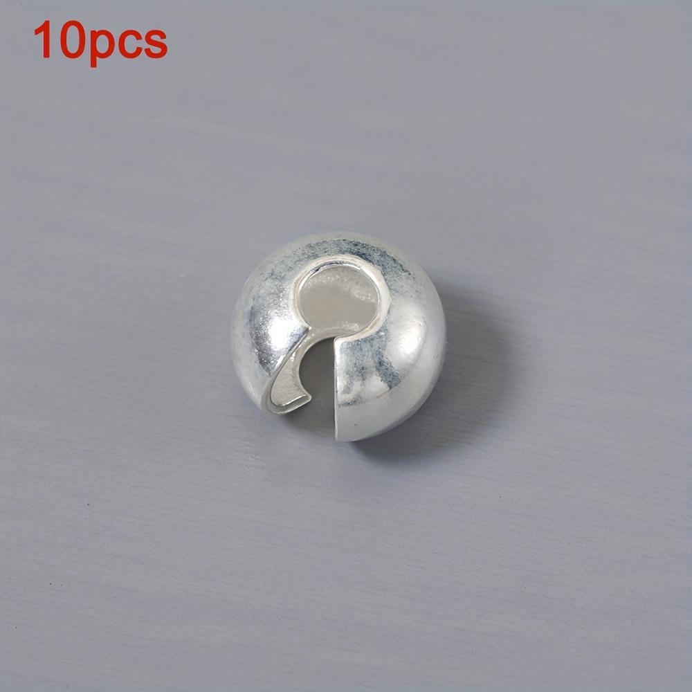 TEMU 10pcs 925 Pure Silvery Fasteners With Rolled Edge End Rope Round Clip For Necklace Bracelet Making