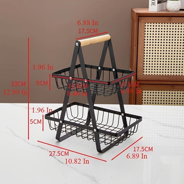 TEMU A Set Of 2 Tier Shelves Wispy Mesh Fruit Basket Household Living Room Snack Storage Rack Kitchen Spice Storage Rack Bathroom Supplies Storage Racks
