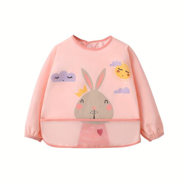 TEMU Дитячий слинявчик з довгими рукавами, що захищає від брудного харчування під час годування, підходить для годування немовлят.