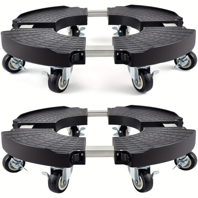 TEMU 2 stuks Zware Plantenkar met Wielen, 8 Vergrendelbare Zwenkwielen, Verstelbaar 15"-21", Ronde Vorm, 330lbs Capaciteit voor Binnen/Buiten Planten en Bloempotten, Kar voor Planten