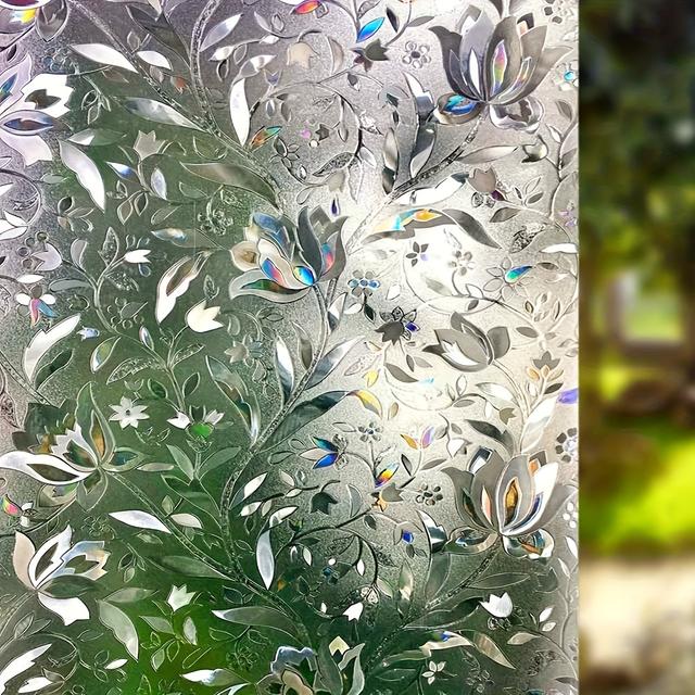 TEMU 1 Pieza, Película De Ventana Electrostática Con De Sin Adhesivo, Película De Vidrio, Pegatina De Ventana, Decoración De Dormitorio, , Oficina, Hogar