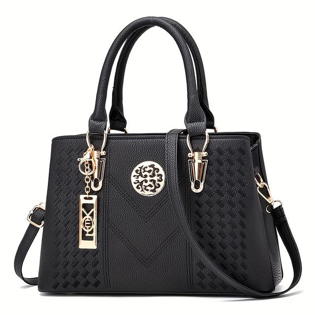 TEMU Classic Top Handle Satchel Bag, Fashion Pu Bag, Women's Casual Handbag, & Tote Purse