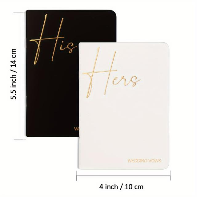 TEMU 2pcs Vow Books His And Hers, Wedding Vow Books With Lettering, Ceremony Essential For Wedding Stuff