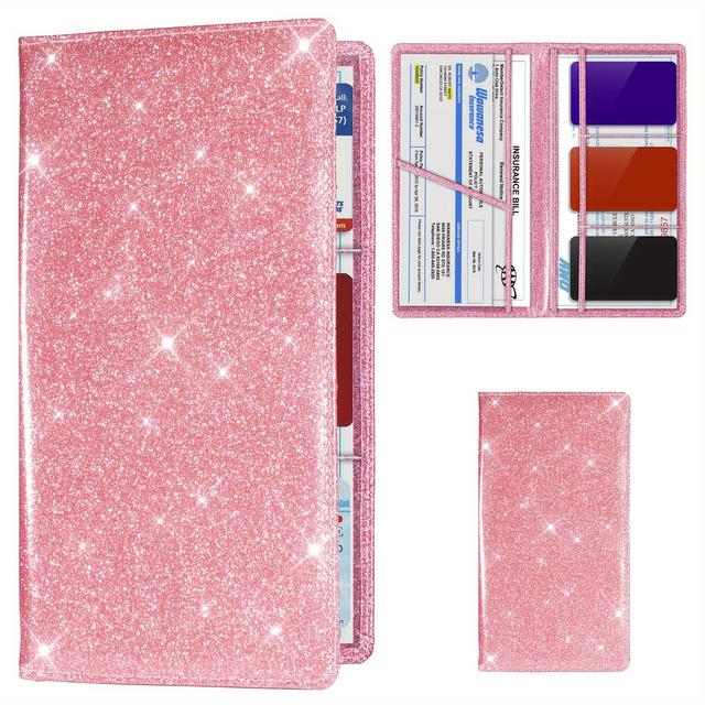 TEMU Estuche registro del auto y tarjeta del seguro, organizador con compartimento licencia del coche la guantera, organizador de carro