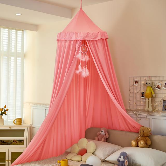 TEMU 1pc Canopy For Kids Bed, Soft And Durable Bed Canopy For Girls Room Tent Canopy-dark Dink