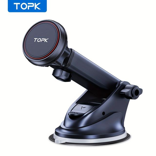 TEMU Topk Magnetic Car Phone Mount, N52 Strong Magnet Dashboard Suction Cup Car Phone Holder With Adjustable Telescopic Arm For All Cell Phones