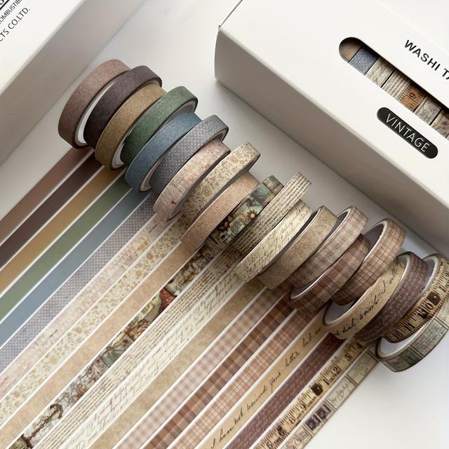 TEMU Set Of 20 Rolls Of Vintage Washi Tape For Planners, Featuring A Traditional Style, Perfect For Creative Decoration For Students.