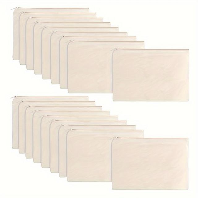 TEMU Juego de 16 bolsas de cosméticos versátiles con cremalleras, ideales para maquillaje, artículos de tocador y manualidades, en material beige