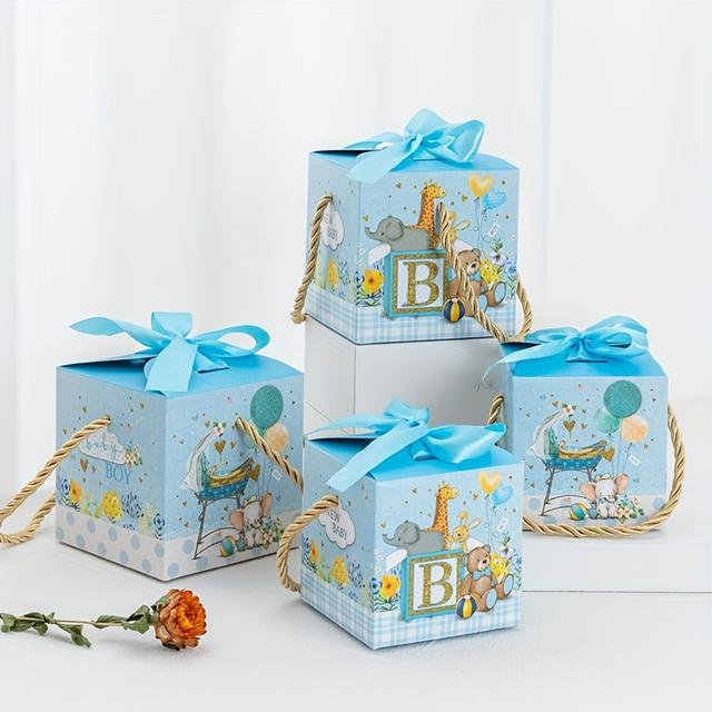 TEMU 50pcs, Cute Cartoon Gift Box For Candy And Baby Shower Favors - Pink And Blue Packaging Box For Baby Shower Supplies