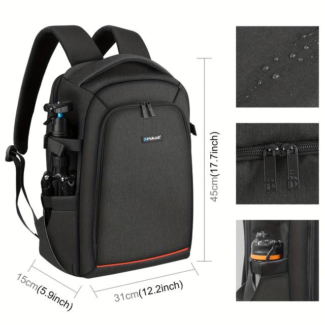 TEMU PULUZ Outdoor Tragbare Kratzfeste Doppel-Schulter-Rucksack Handtasche PTZ-Stabilisator Kameratasche mit Regenschutz für Digitalkamera, DJI -SC / -S (Schwarz)