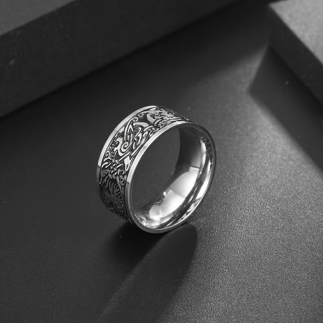 TEMU . Modischer Edelstahl Herrenring Nordisches Wikinger Glücksbaum Band US-Größe 7-13