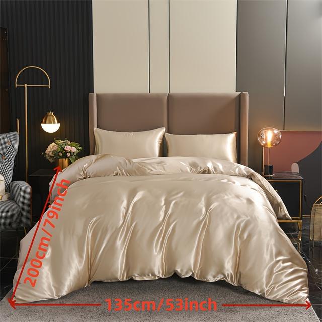 TEMU サテン掛け布団カバーセット、掛け布団カバー1枚と枕カバー2枚付き。100%ポリエステル素材、柔らかく肌に優しい快適な肌触り。8色展開:ブラック、ホワイト、グレー、ピンク、シャンパン、ローズレッド、ダークグリーン、コーヒー。オール対応