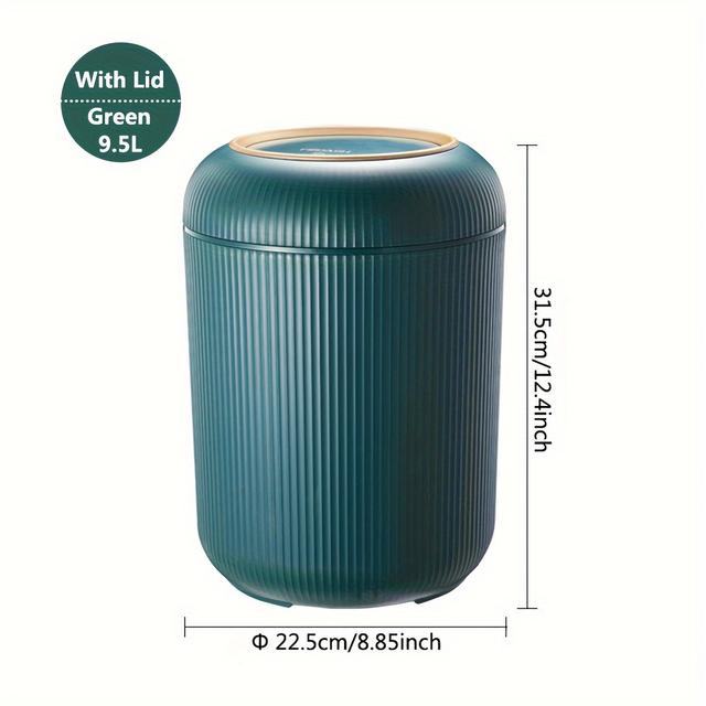 TEMU Compact, Stylish Vertical Stripe Trash Can With Pop-up Lid - Odor-blocking, Large Capacity (3l/9.5l) - Kitchen, Bathroom, Office & Car, Storage & Organization For Home & Garage