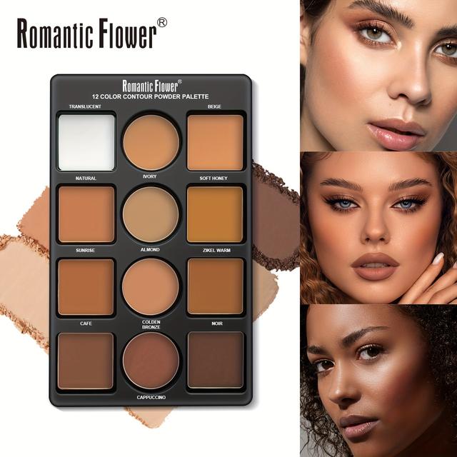 TEMU Bronzer Kontur Highlighter Puder Make-up Palette - 12 Farben, Sanft Erhellend und Modellierend für Ihr V-Gesicht, Wasserdicht, Langanhaltend, Professionelles Vielseitiges Gesichtsschattierungsset