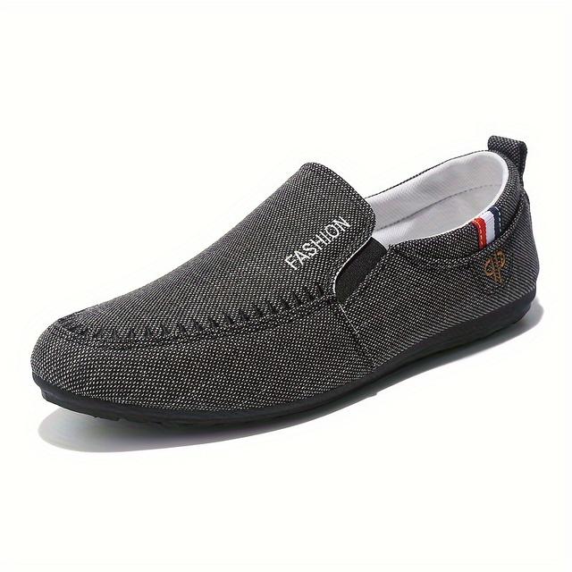 TEMU Men's Fashionable Slip-on Loafers - Comfortable, Round Toe, Fabric Upper, Pvc Sole, Casual Business & Outdoor Shoes, Casual Footwear | Stylish Loafers | Slipon Design