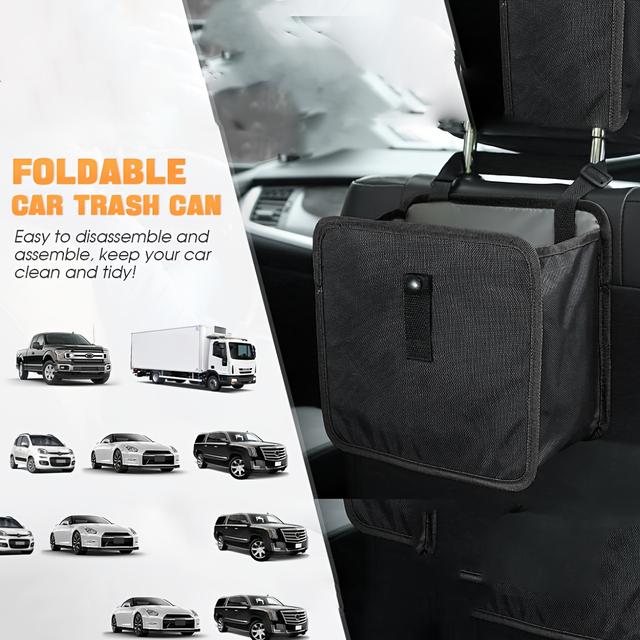 TEMU Large-capacity Collapsible Car Trash Can & Storage Bag - Durable Polyester, , Unisex Car Interior Accessory, Ideal Gift For Drivers, Vehicle Trash Can