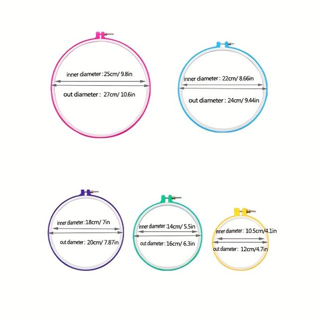 TEMU Juego de de bordado coloridos para manualidades de costura, proyectos de cruz, que sirven como herramienta auxiliar redonda