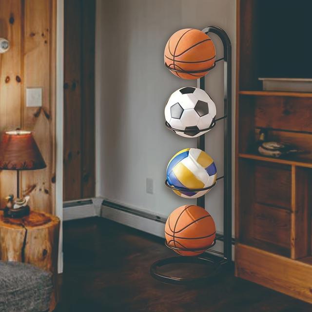 TEMU 5-lagiges Aufbewahrungsregal für Basketball, Fußball und Volleyball, geeignet für Wohnzimmer, Garagen und Räume, multifunktional zum Organisieren von Sportbällen.