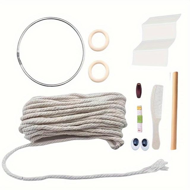 TEMU Diy Bohemian Lace Owl Wall Hanging Decor Kit - White Nylon, Craft Set With Wooden Beads, Rope, And Brush - Ideal Gift For Moms & Girls, Owl Home Decor