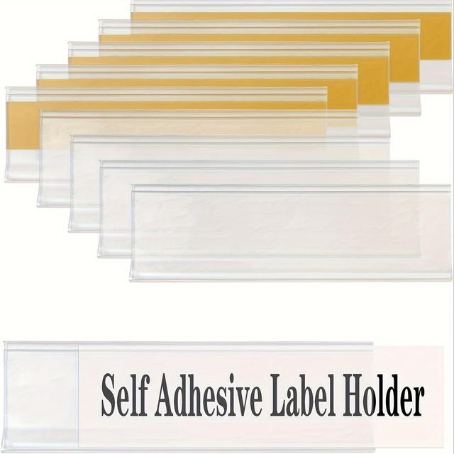 TEMU Self-adhesive Label Holders, 30/50/100pcs With Inserts - Shelf Label Holders, Plastic Price Tag Holders, Transparent Shelf Label Holders, 3.94 X 1.18 Inches