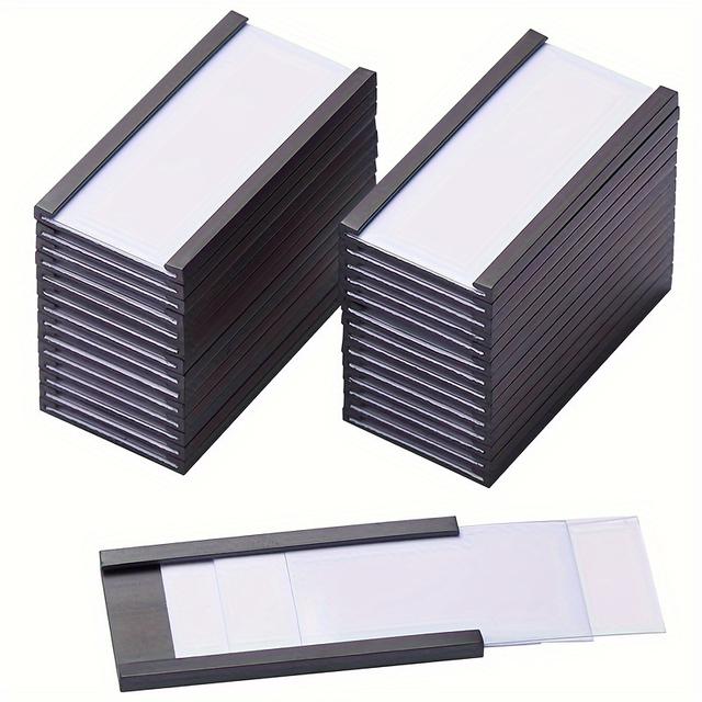 TEMU 50/100pcs Magnetic Label Holders With Transparent Plastic Protector, Metal Shelf And Whiteboard Clips