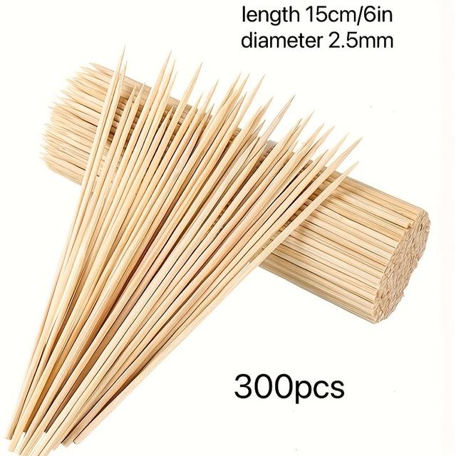 TEMU 300 szt. Naturalne Szpikulce Bambusowe 3,0 mm – Idealne do Grillowania, Gotowania na Zewnątrz i Przyjęć w Ogrodzie