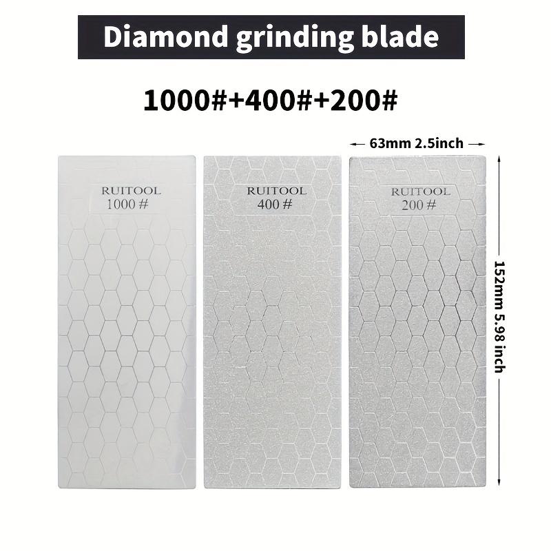 TEMU 3pcs Diamond Sharpening Stone | Dry And Wet Grinding Whetstone Coarse/fine Grit, Non-slip Base Knife Sharpener 200/400/1000 Grit, Metal, Ruitool Brand