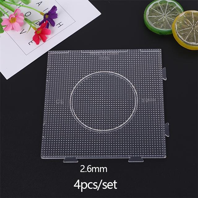 TEMU Набір з 4 прозорих великих квадратних перфорованих панелей для фіолетових бісеру 2.6 мм/5 мм, підходить для проєктів та шаблонів для плавлення бісеру