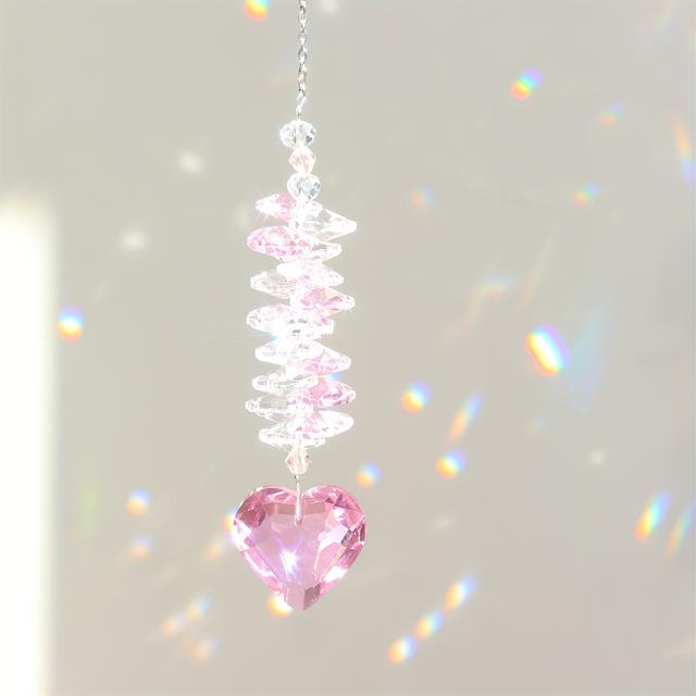 TEMU 1pcs Farbiges Glas Herz Kristallkugel Prisma Anhänger, Fenster Sonnenschutz, Indoor Und Outdoor Garten Hängende Dekoration, Geschenk Für Frauen, Und Valentinstagsgeschenk