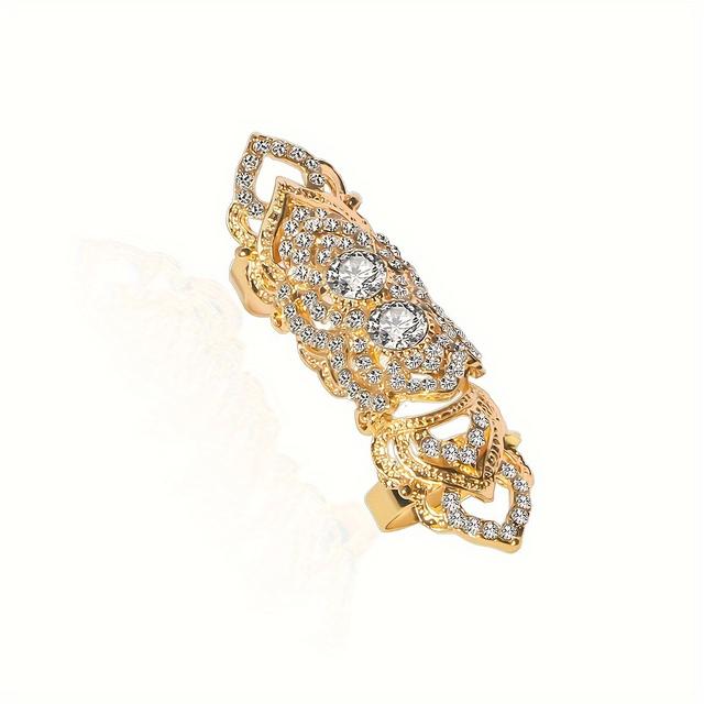 TEMU A And Fashionable Layered Full- Silvery Golden Adjustable Ring With Movable Joints For