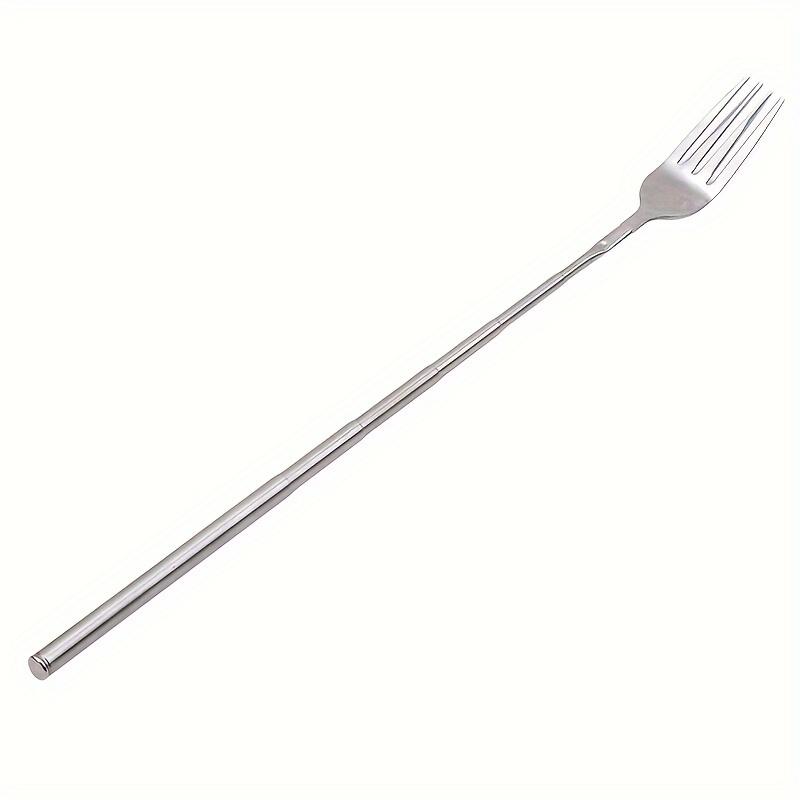 TEMU Stainless Steel Telescopic Fork With An Extendable Long Handle For Barbecuing, Dining, And Serving Desserts, Ranging From 8.7 To Inches